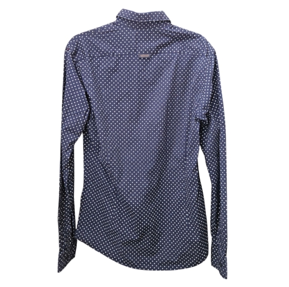 Scotch & Soda Button-down Stretch Navy/White Patterned Long-sleeve Shirt Large - Picture 2 of 6